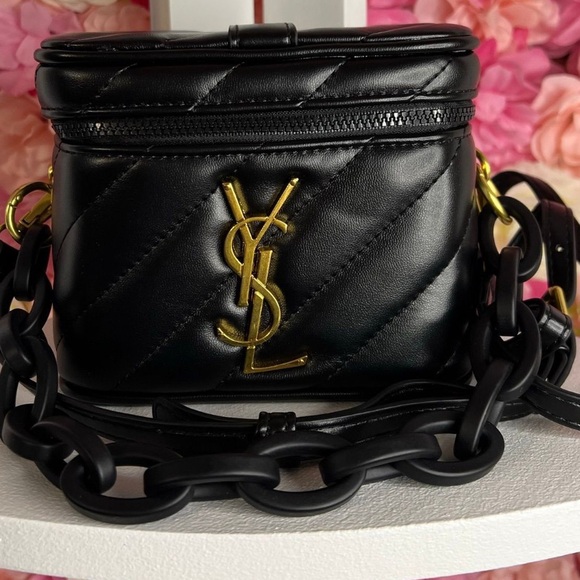 YSL Black Quilted Crossbody Bag with Gold Logo , crossbody strap, GWP . - Picture 8 of 11